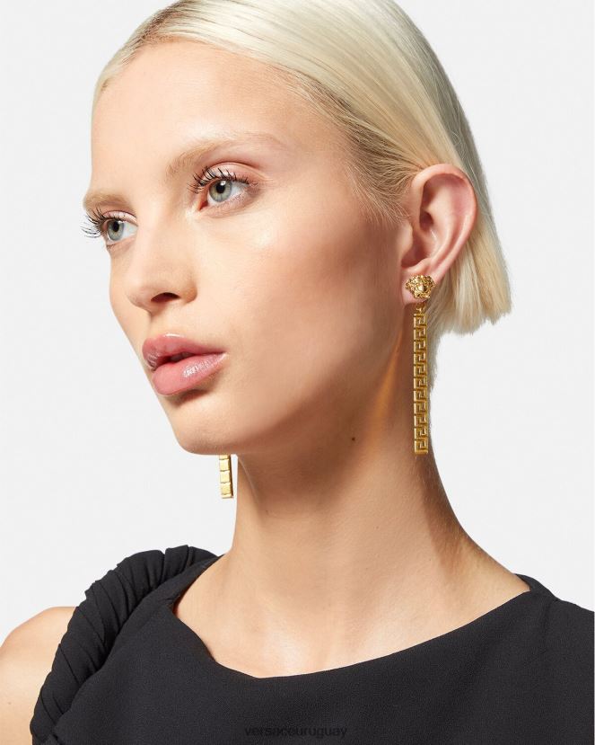 Versace aretes colgantes con greca de medusa mujer oro accesorios H88R0H748
