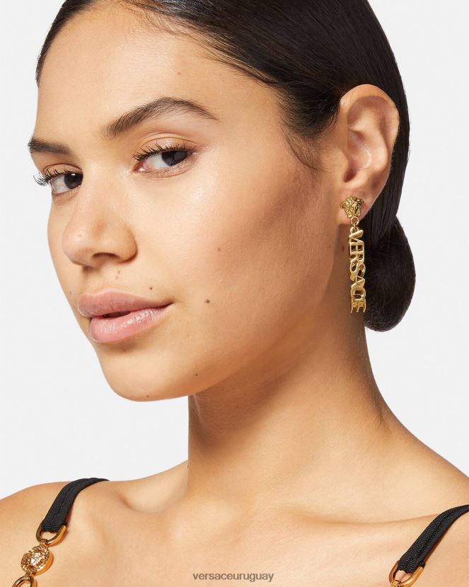 Versace aretes colgantes con logo de Medusa mujer oro accesorios H88R0H804
