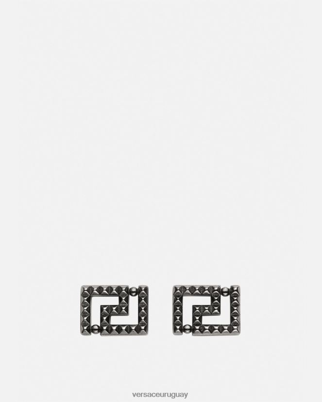 Versace aretes con greca y tachuelas mujer plata accesorios H88R0H765