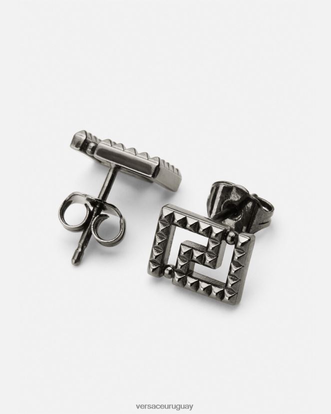 Versace aretes con greca y tachuelas mujer plata accesorios H88R0H765