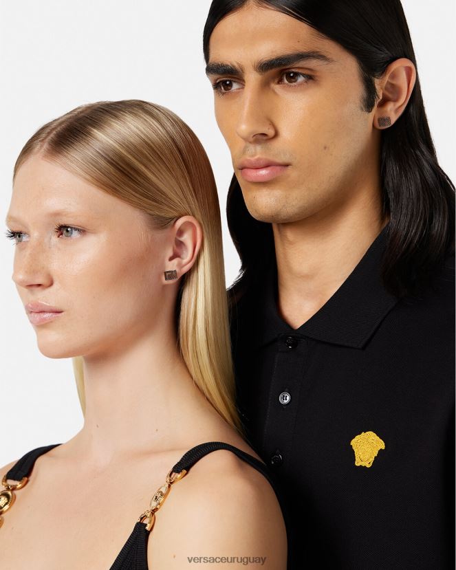Versace aretes con greca y tachuelas mujer plata accesorios H88R0H765