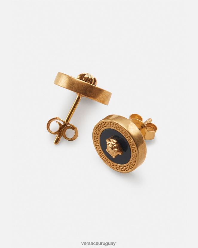 Versace aretes con medusa esmaltada mujer oro negro accesorios H88R0H777