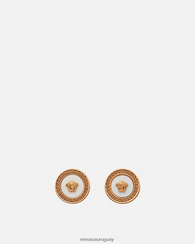 Versace aretes con medusa esmaltada mujer oro y blanco accesorios H88R0H790