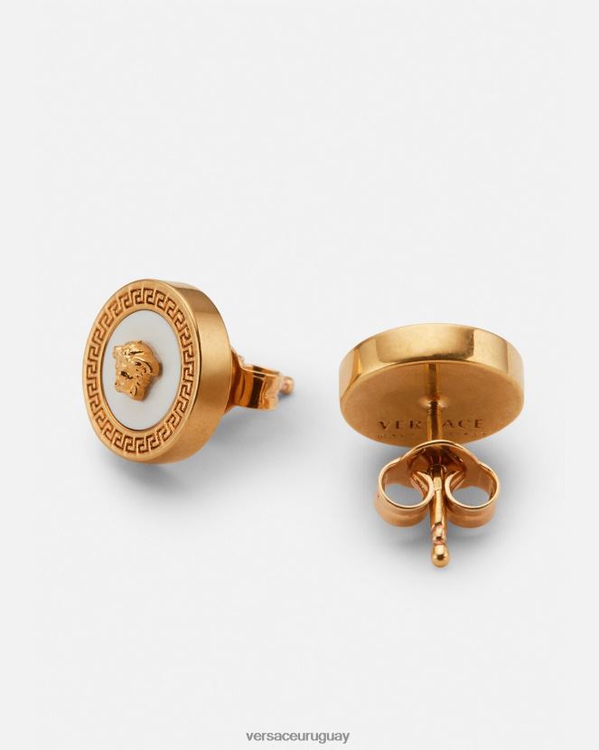 Versace aretes con medusa esmaltada mujer oro y blanco accesorios H88R0H790