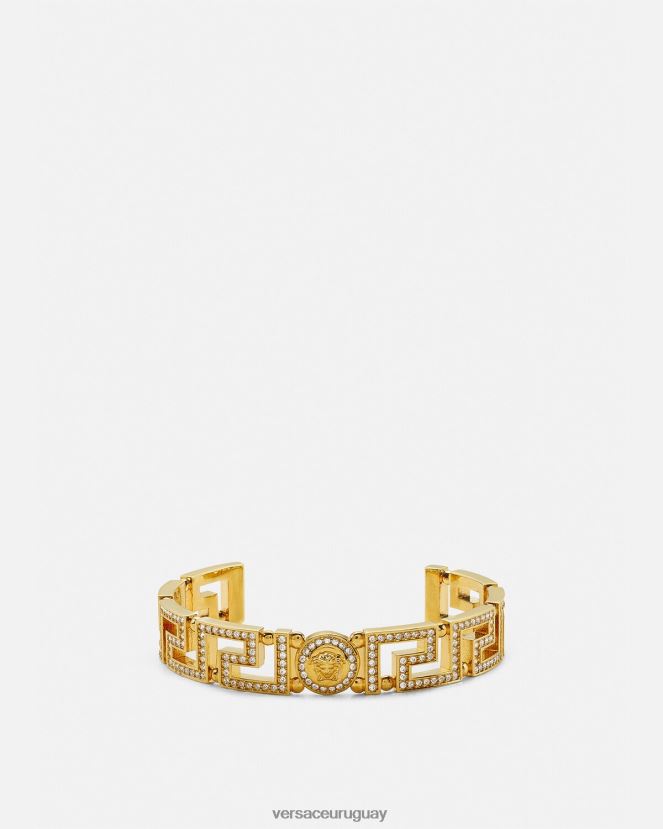 Versace brazalete con greca y medusa de cristal mujer oro accesorios H88R0H761