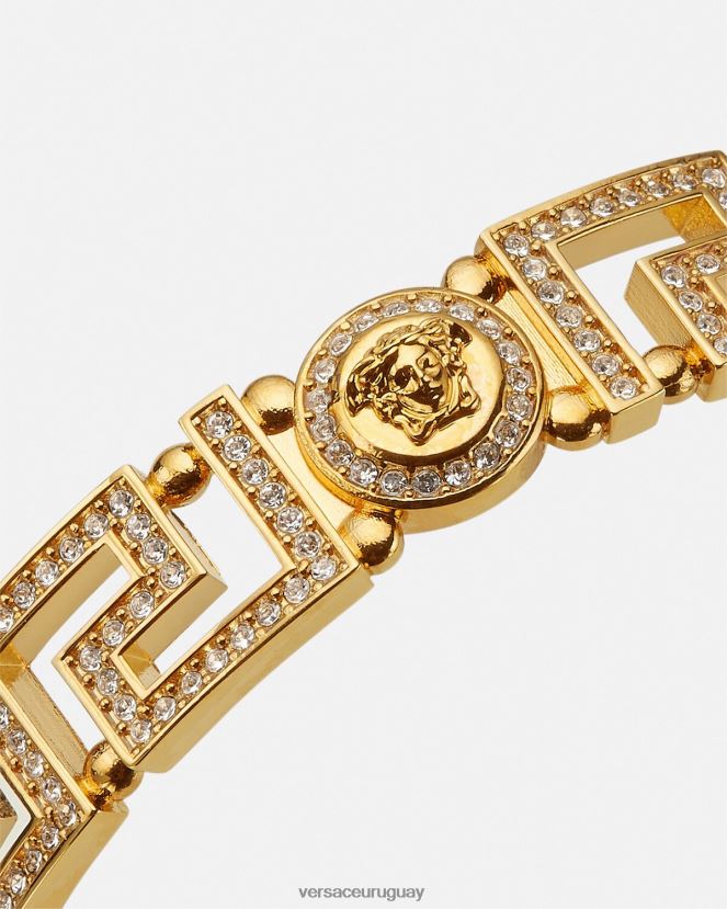 Versace brazalete con greca y medusa de cristal mujer oro accesorios H88R0H761