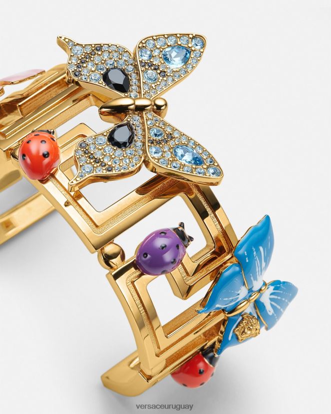 Versace brazalete con mariposas de cristal mujer oro accesorios H88R0H718