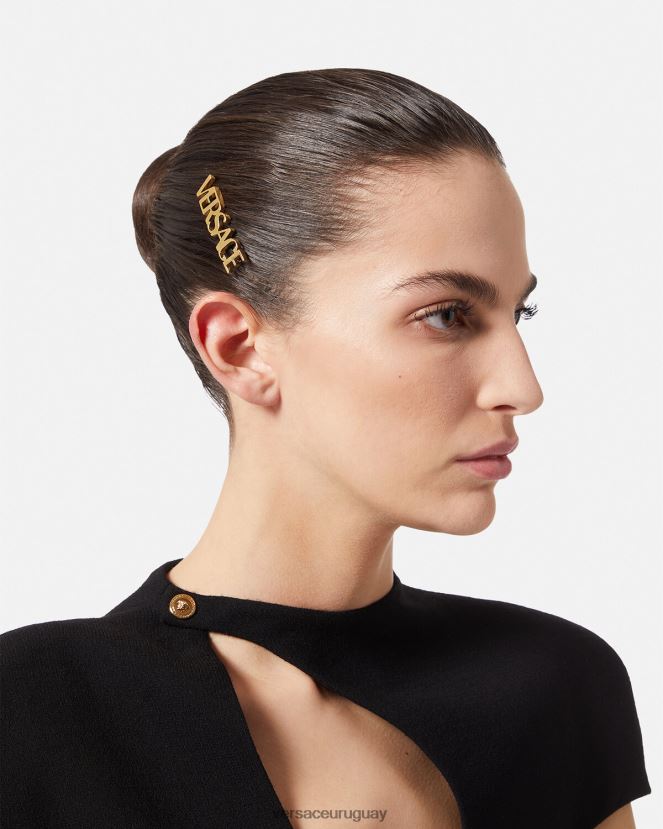 Versace clip de pelo derecho con logo mujer oro accesorios H88R0H848