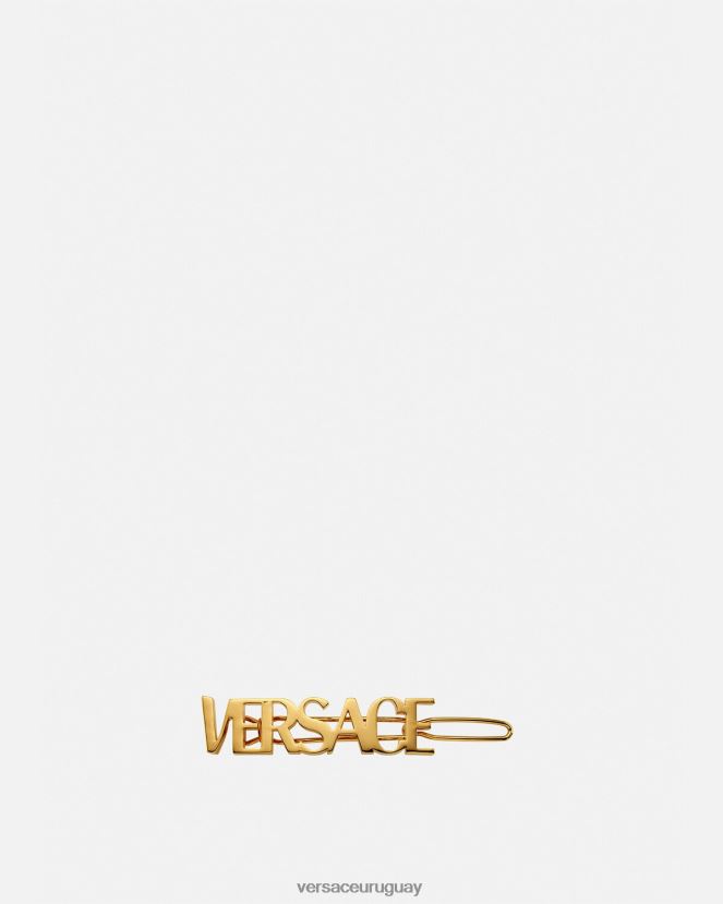 Versace clip para el cabello izquierdo con logo mujer oro accesorios H88R0H849