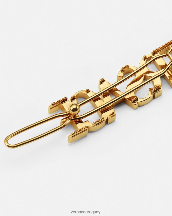 Versace clip para el cabello izquierdo con logo mujer oro accesorios H88R0H849