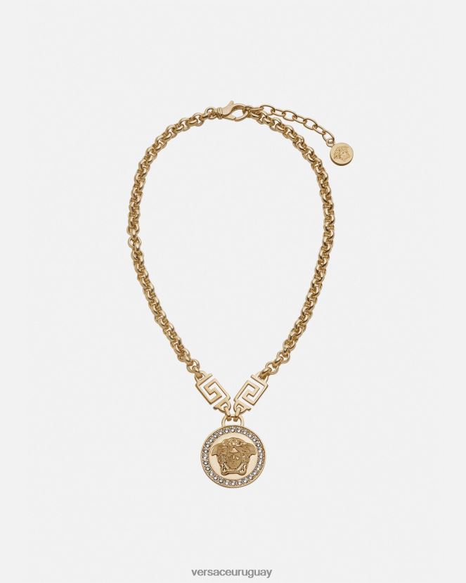 Versace collar con greca y medusa de cristal mujer oro accesorios H88R0H741