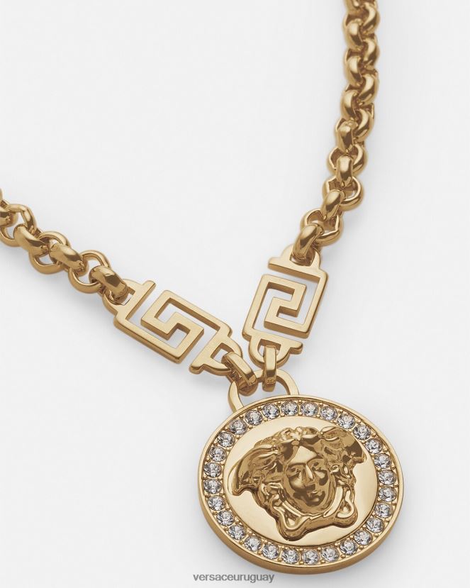 Versace collar con greca y medusa de cristal mujer oro accesorios H88R0H741