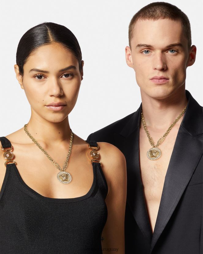 Versace collar con greca y medusa de cristal mujer oro accesorios H88R0H741
