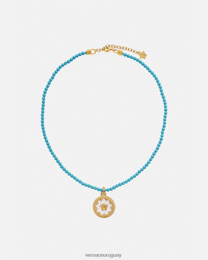Versace collar con placa de medusa y cuentas mujer turquesa accesorios H88R0H817