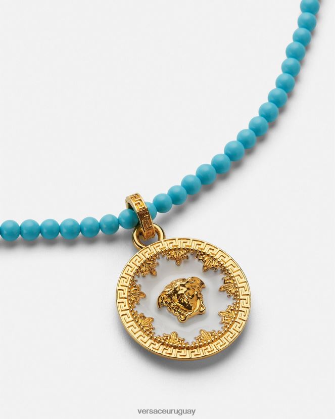 Versace collar con placa de medusa y cuentas mujer turquesa accesorios H88R0H817