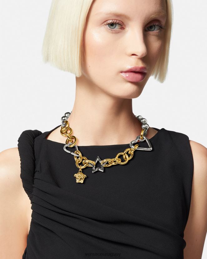 Versace collar de cadena original mujer oro plateado accesorios H88R0H829