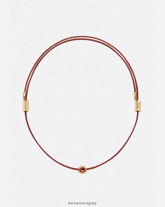 Versace collar de cordón con medusa de cristal mujer oro rojo accesorios H88R0H843