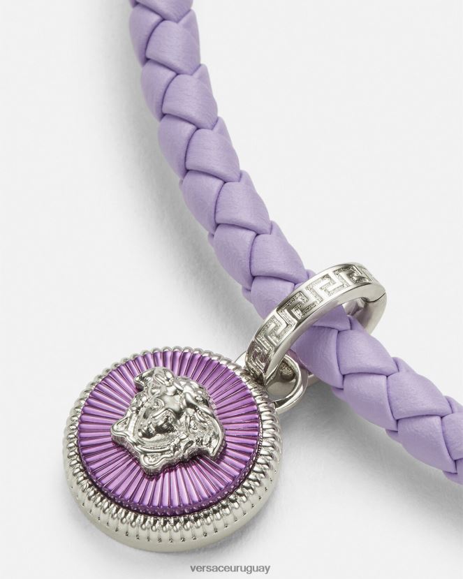 Versace collar de cuero con medusa biggie mujer azul claro accesorios H88R0H728