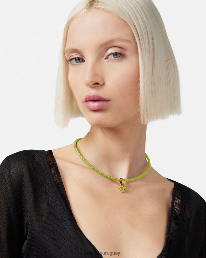 Versace collar de cuero con medusa y cristales mujer cal accesorios H88R0H853