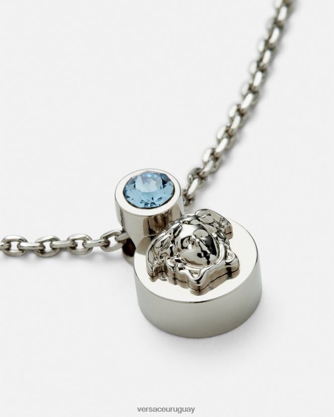 Versace collar de medusa de cristal mujer azul claro y metalizado accesorios H88R0H726