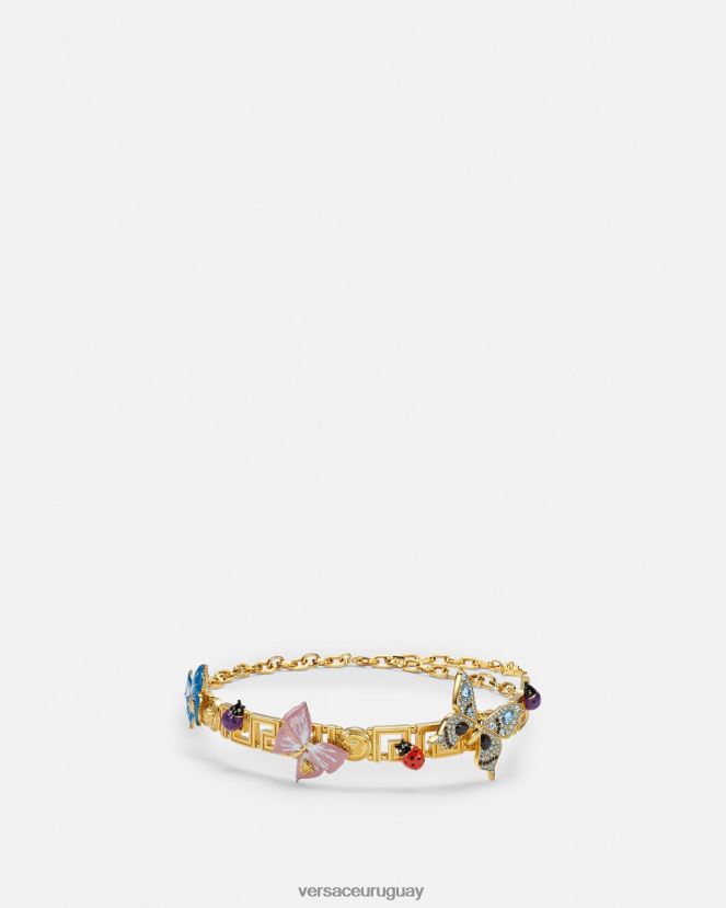 Versace gargantilla con greca y mariposas de cristal mujer oro accesorios H88R0H716