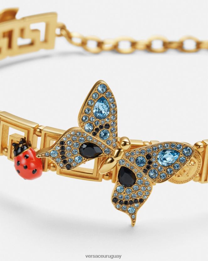 Versace gargantilla con greca y mariposas de cristal mujer oro accesorios H88R0H716