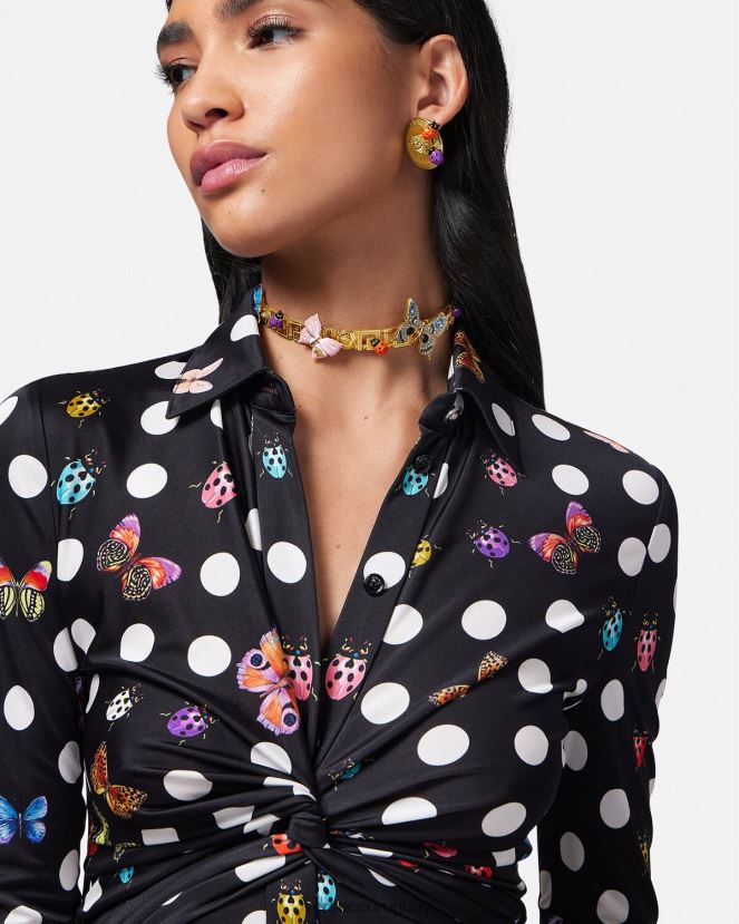 Versace gargantilla con greca y mariposas de cristal mujer oro accesorios H88R0H716