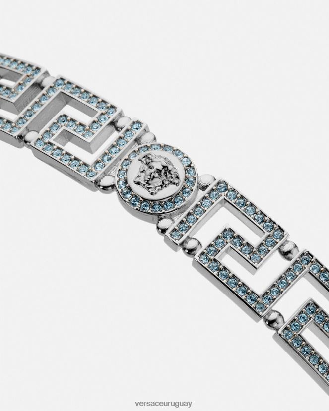 Versace gargantilla con medusa y greca de cristal mujer azul claro y metalizado accesorios H88R0H720