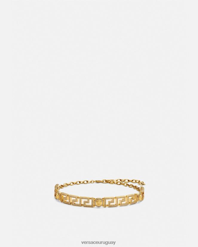 Versace gargantilla con medusa y greca de cristal mujer oro accesorios H88R0H747