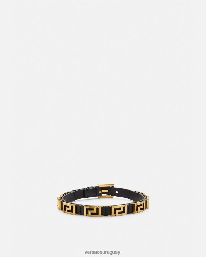 Versace gargantilla de cuero con greca mujer negro accesorios H88R0H746