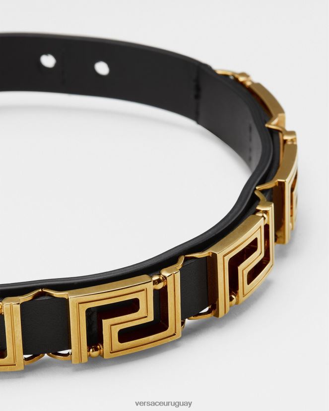 Versace gargantilla de cuero con greca mujer negro accesorios H88R0H746
