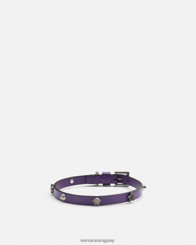 Versace gargantilla de cuero con tachuelas mujer lila accesorios H88R0H841