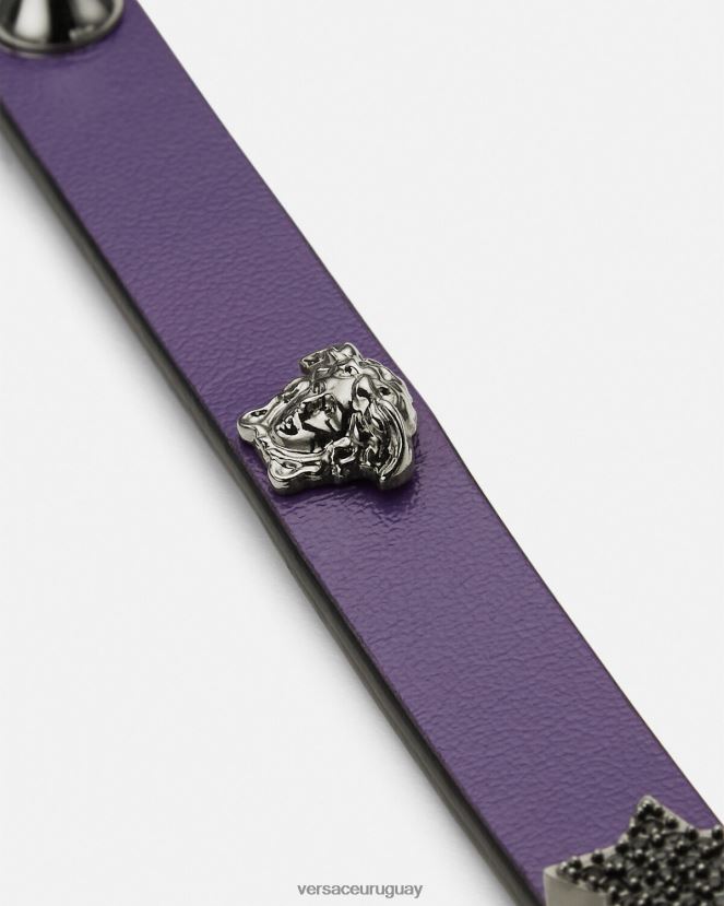 Versace gargantilla de cuero con tachuelas mujer lila accesorios H88R0H841