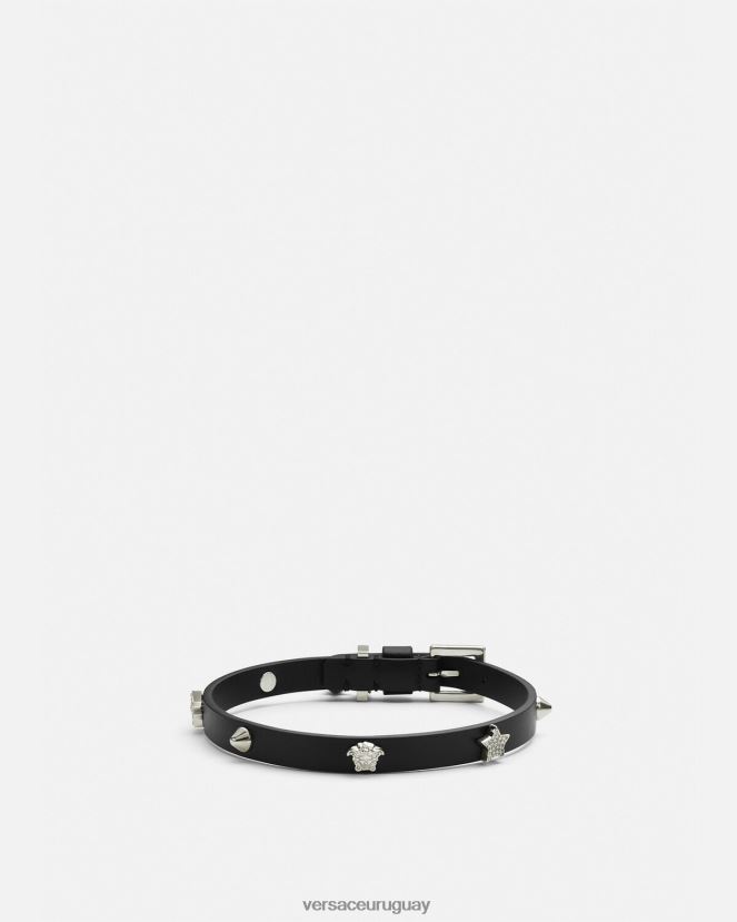 Versace gargantilla de cuero con tachuelas mujer negro accesorios H88R0H840
