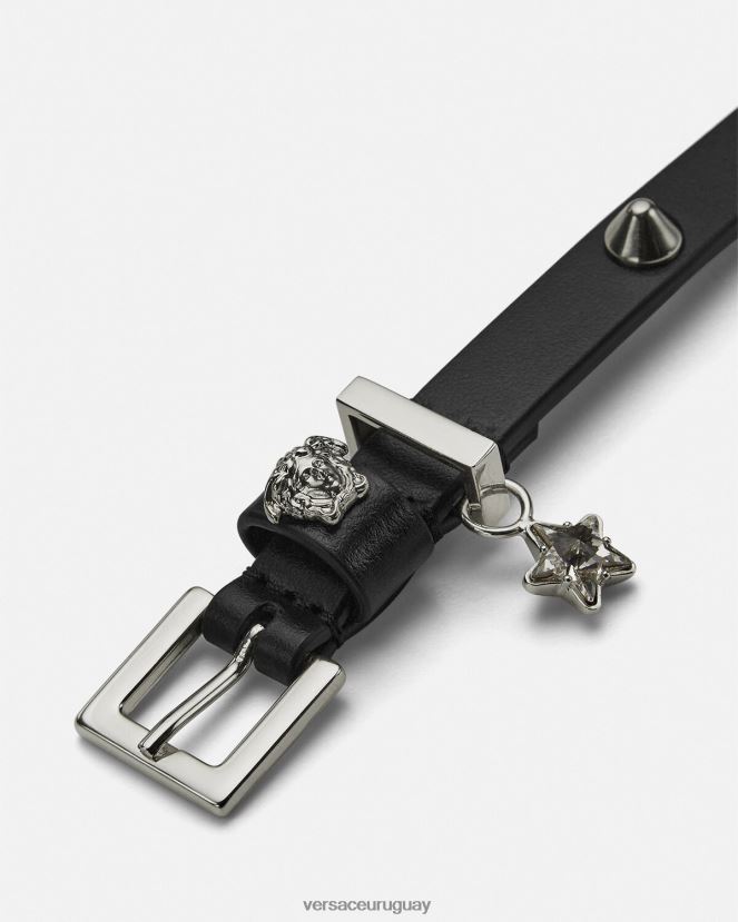 Versace gargantilla de cuero con tachuelas mujer negro accesorios H88R0H840
