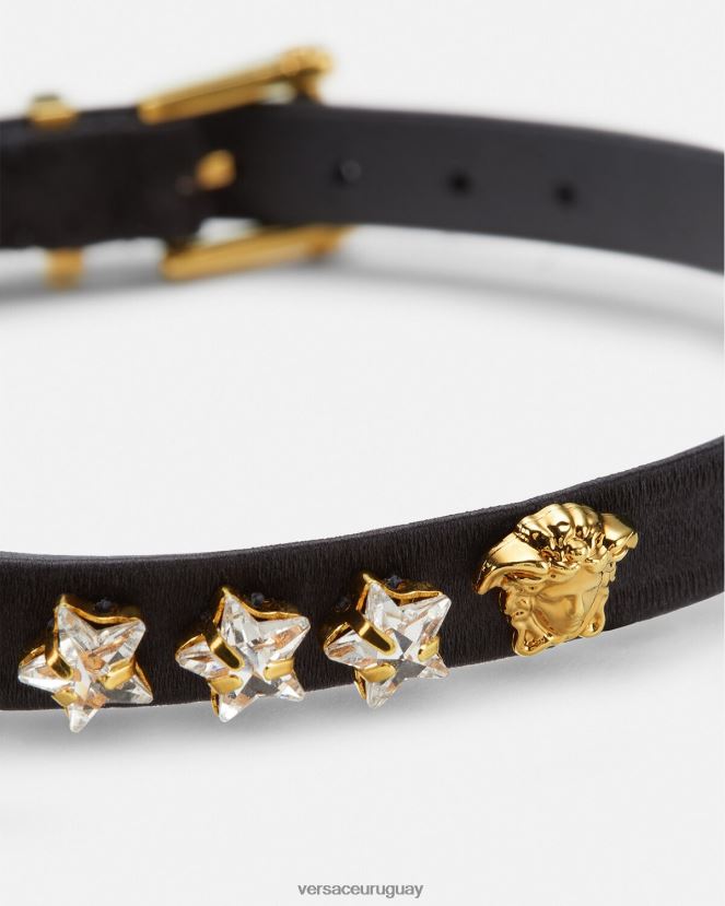 Versace gargantilla de estrella de cristal satinado mujer negro accesorios H88R0H826