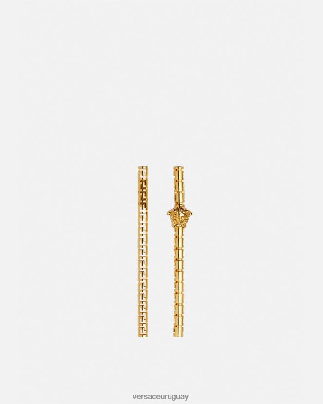 Versace pendientes asimétricos con greca mujer oro accesorios H88R0H750
