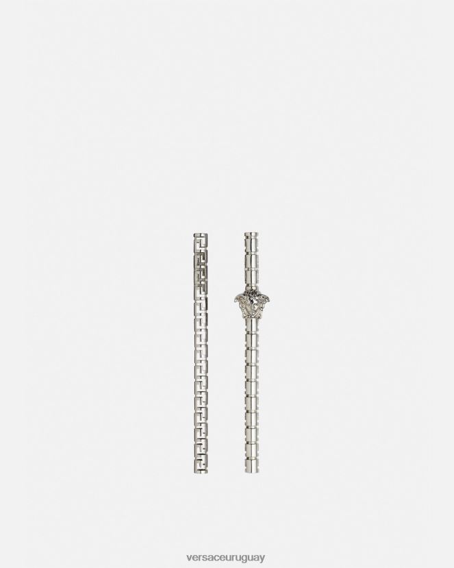 Versace pendientes asimétricos con greca mujer plata accesorios H88R0H834