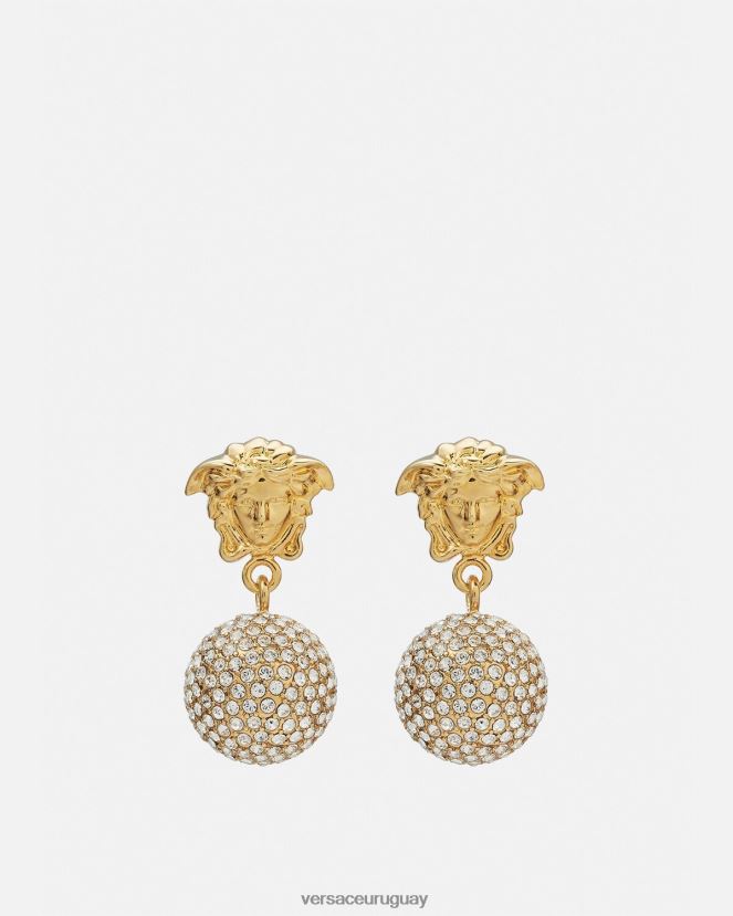 Versace pendientes con bolas de cristal de medusa mujer oro accesorios H88R0H776