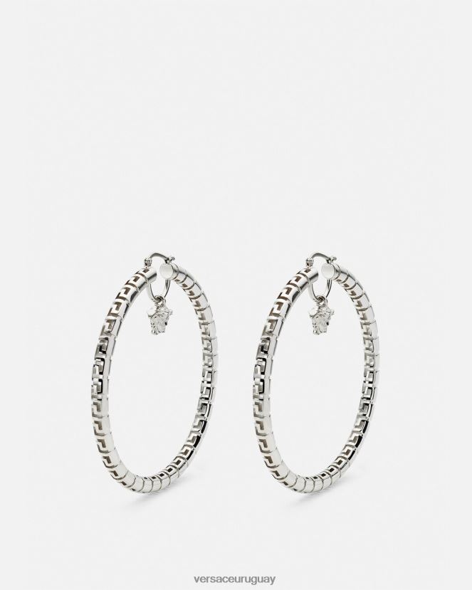 Versace pendientes de aro con greca mujer plata accesorios H88R0H833