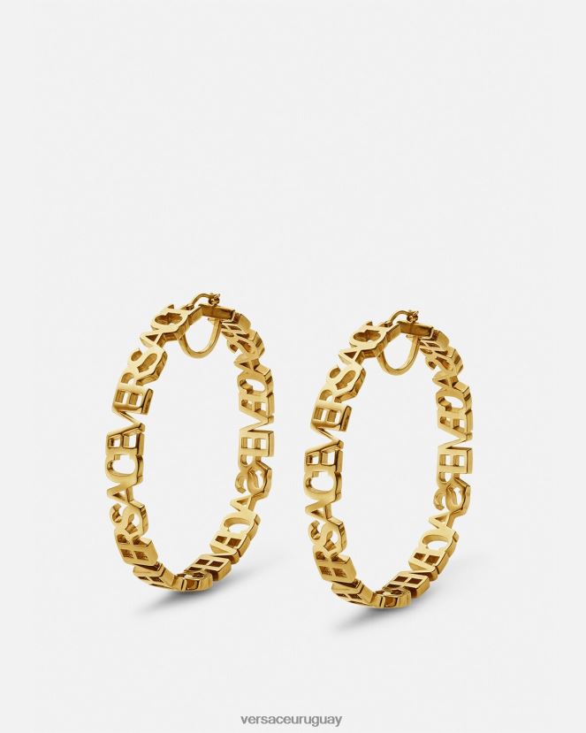 Versace pendientes de aro con logo mujer oro accesorios H88R0H803