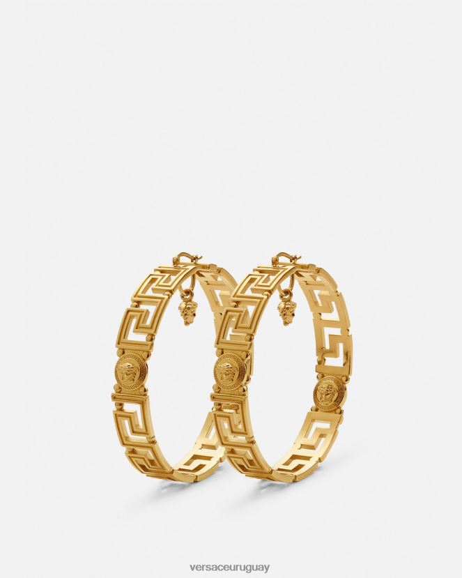 Versace pendientes de aro con medusa y greca mujer oro accesorios H88R0H832