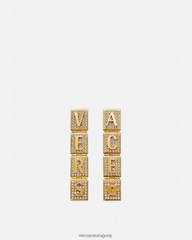 Versace pendientes de azulejos de cristal mujer oro accesorios H88R0H809