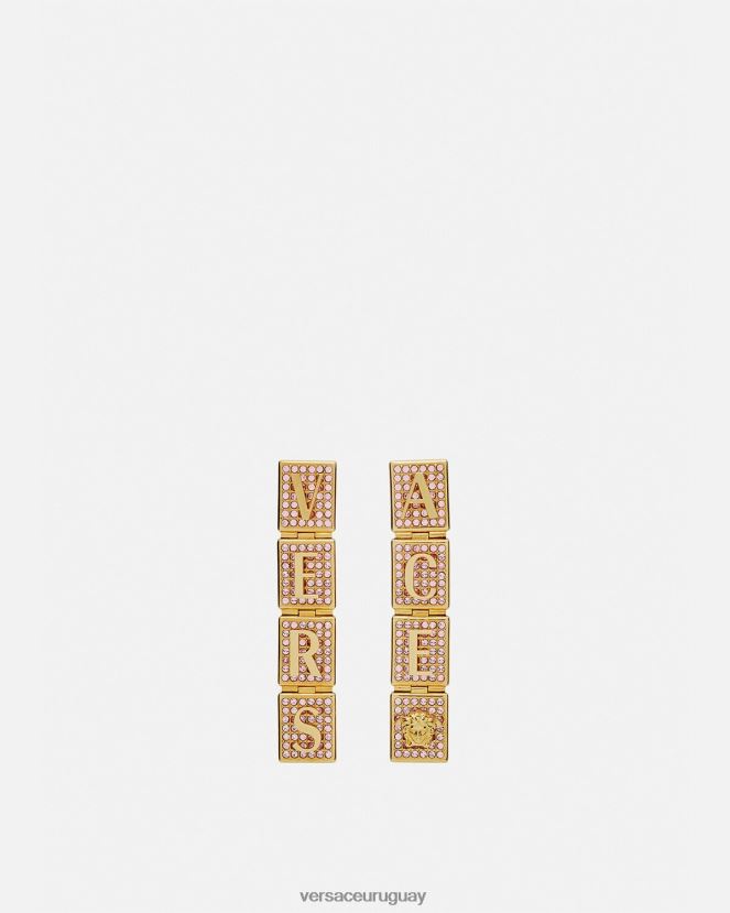Versace pendientes de azulejos de cristal mujer oro rosado accesorios H88R0H735