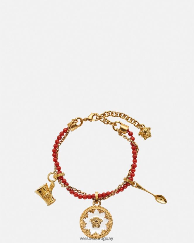Versace pulsera con cuentas y cubiertos de medusa mujer oro rojo accesorios H88R0H820