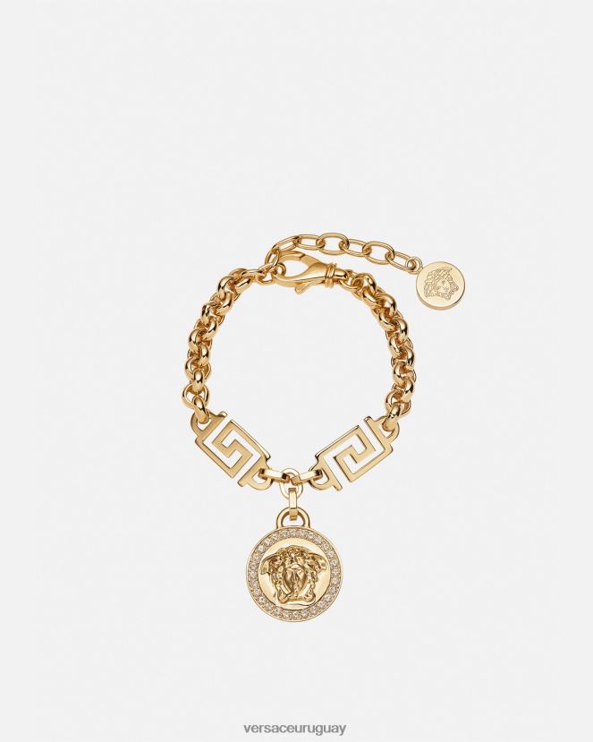 Versace pulsera con greca de medusa y cristales mujer oro accesorios H88R0H743