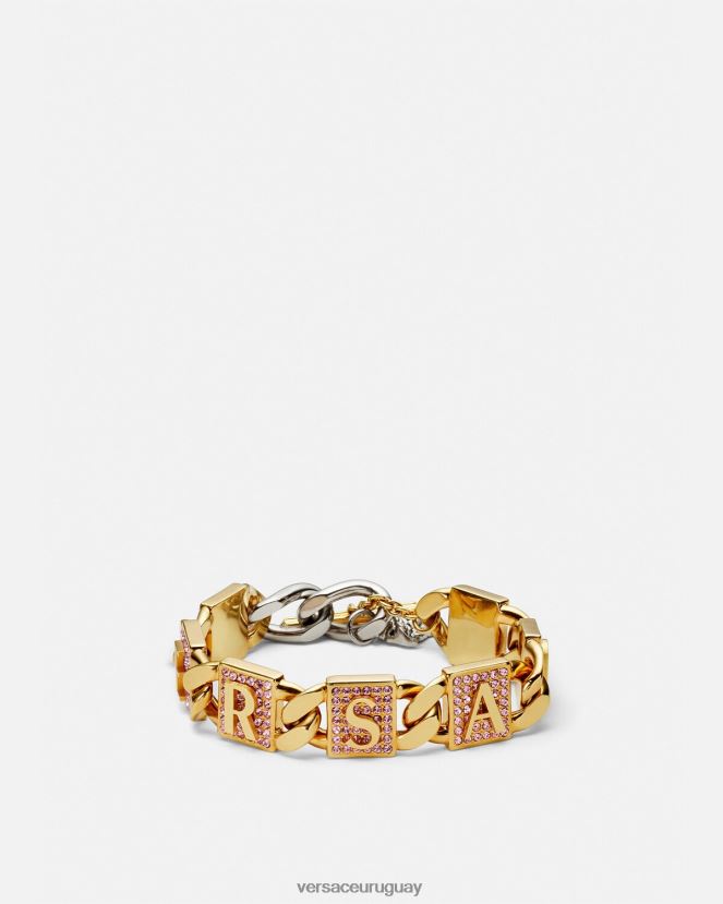 Versace pulsera de azulejos de cristal mujer oro rosado accesorios H88R0H738
