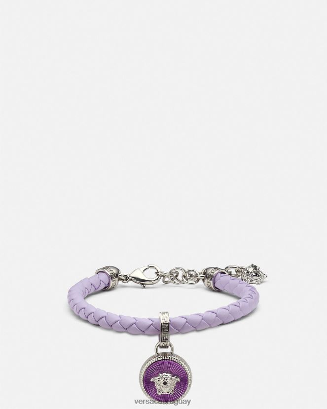 Versace pulsera de cuero con medusa biggie mujer azul claro accesorios H88R0H730