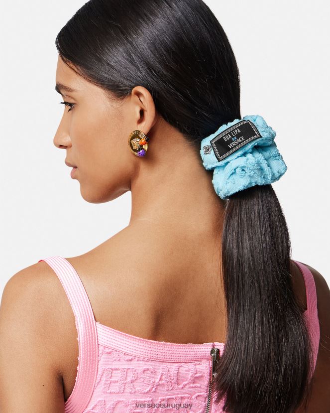 Versace coletero de toalla por toda la prenda mujer azul claro accesorios H88R0H867