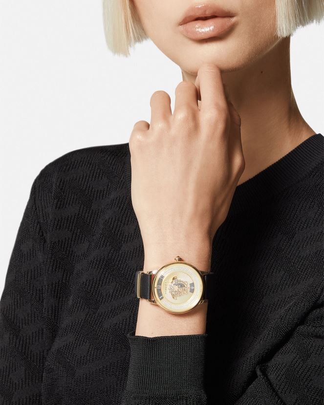 Versace reloj con icono de medusa y diamantes mujer oro negro accesorios H88R0H963